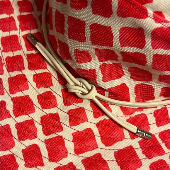 COACH Full Brim Beach Cotton Canvas Hat Sun Pink and Cream - Picture 3 of 8